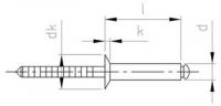 Заклепка вытяжная потайной бортик ISO 15984 A2/A4