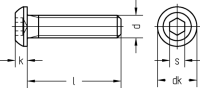 Винт с полукруглой головкой и внутренним шестигранником, оцинк ISO 7380-1 кл.пр.10.9